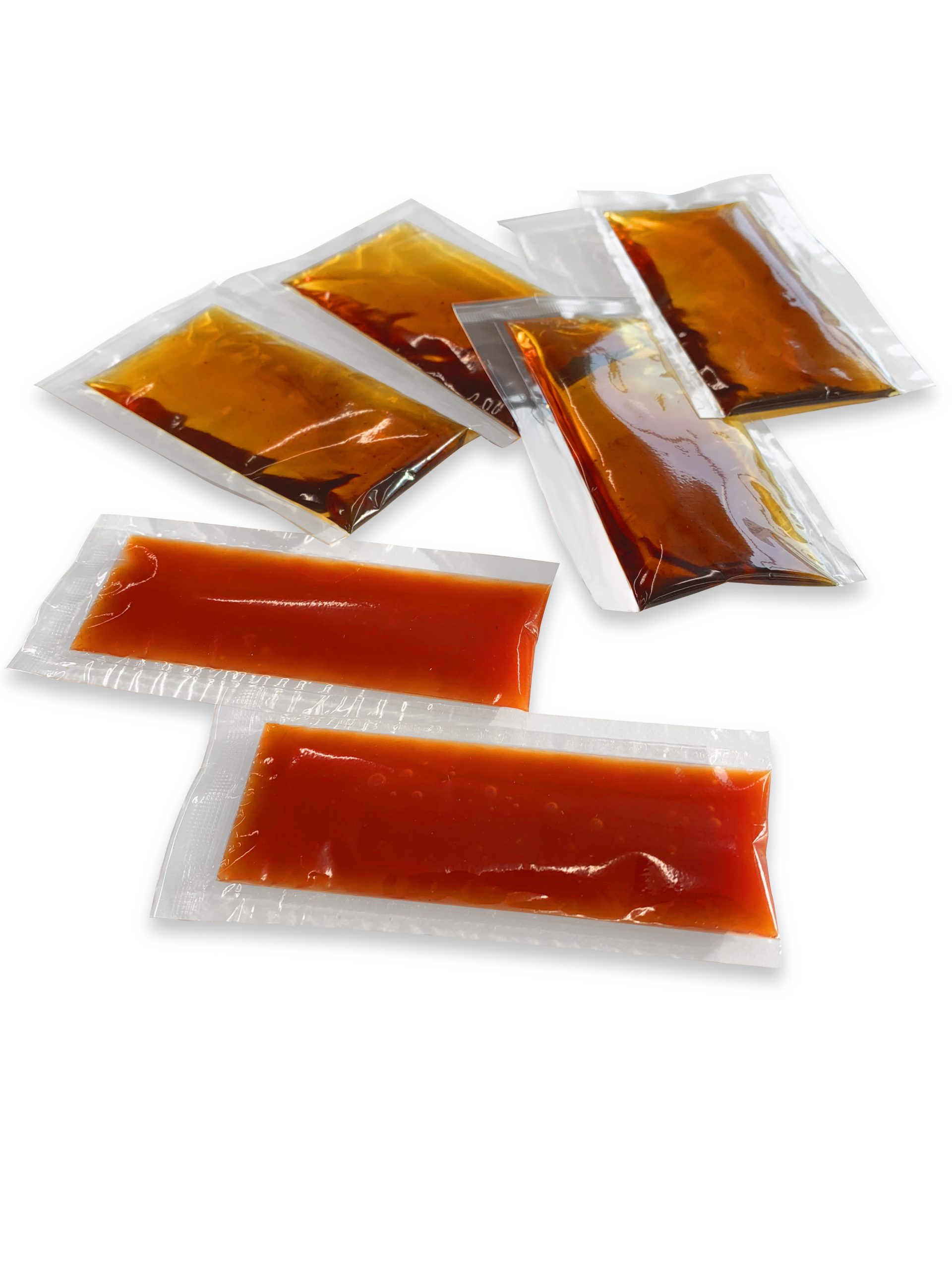 Sauce in clear packets